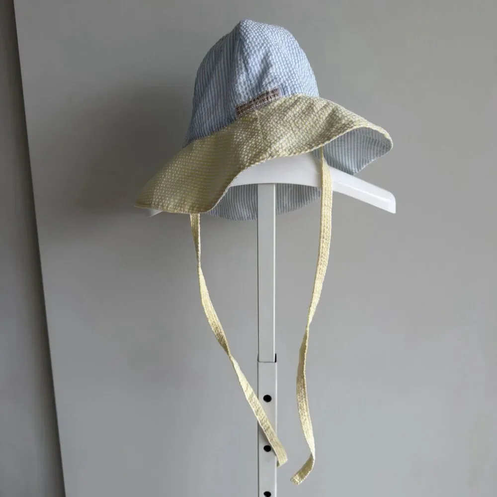 The Beaufort Bonnet Company Childs Blue & Yellow Seersucker Cissy Sun Hat TBBC